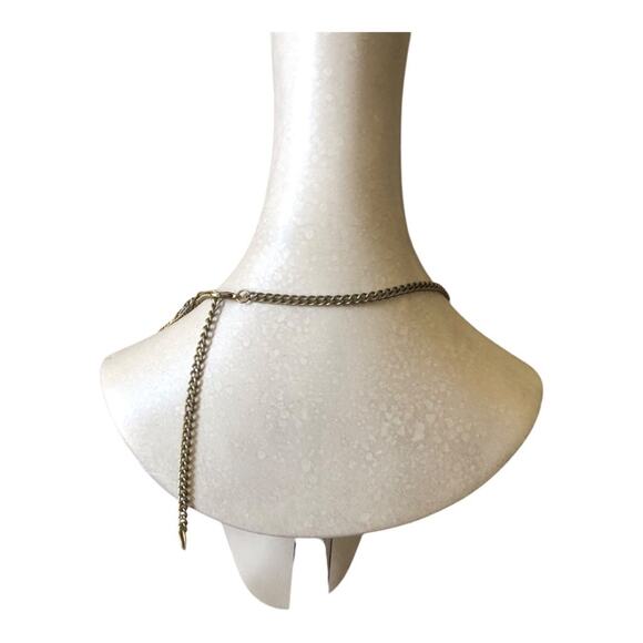 Vintage Multi Strand Contrasting Gold And Dark Silver Tones Necklace Grunge Glam - Picture 7 of 8